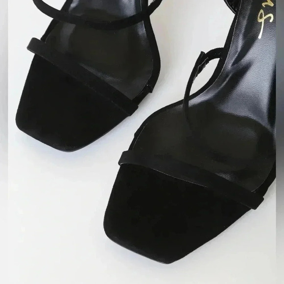 Women’s Lulus Black Suede Ankle- Strap Heels New in Box Size 5.5 - Picture 5 of 8